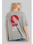 Team Godzilla Arka Baskılı Gri Oversize T-Shirt Bisiklet Yaka Pamuk Erkek Kadın 3