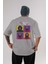 Squid Game (1) Arka Baskılı Gri Oversize T-Shirt Bisiklet Yaka Pamuk Erkek Kadın 1