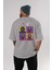 Squid Game (1) Arka Baskılı Gri Oversize T-Shirt Bisiklet Yaka Pamuk Erkek Kadın 4