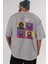 Squid Game (1) Arka Baskılı Gri Oversize T-Shirt Bisiklet Yaka Pamuk Erkek Kadın 5
