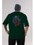 Superman Arka Baskılı Zümrüt Yeşili Oversize T-Shirt Erkek Kadın Bisiklet Yaka 1
