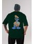 Donald Arka Baskılı Zümrüt Yeşili Oversize T-Shirt Unisex Erkek Kadın Bisiklet Yaka 1