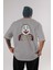 Joker (10) Arka Baskılı Gri Oversize T-Shirt Bisiklet Yaka Pamuk Erkek Kadın 1