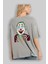 Joker (10) Arka Baskılı Gri Oversize T-Shirt Bisiklet Yaka Pamuk Erkek Kadın 3