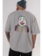 Joker (10) Arka Baskılı Gri Oversize T-Shirt Bisiklet Yaka Pamuk Erkek Kadın 5