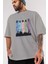 Dubai Yazılı Ön Baskılı Gri Oversize T-Shirt Unisex Erkek Kadın Bisiklet Yaka 3