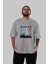 Dubai Yazılı Ön Baskılı Gri Oversize T-Shirt Unisex Erkek Kadın Bisiklet Yaka 5