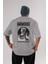 Nicola Tesla Ip Man Arka Baskılı Gri Oversize T-Shirt Unisex Erkek Kadın Bisiklet Yaka 1