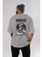 Nicola Tesla Ip Man Arka Baskılı Gri Oversize T-Shirt Unisex Erkek Kadın Bisiklet Yaka 4