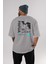 Papua Culture Arka Baskılı Gri Oversize T-Shirt Unisex Erkek Kadın Bisiklet Yaka 4