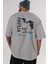 Papua Culture Arka Baskılı Gri Oversize T-Shirt Unisex Erkek Kadın Bisiklet Yaka 5