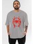 Spiderman (32) Ön Baskılı Gri Oversize T-Shirt Bisiklet Yaka Pamuk Erkek Kadın 1