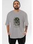 Zoro Anime Ön Baskılı Gri Oversize T-Shirt %100 Pamuk Erkek Kadın 1