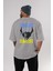 Batman (16) Arka Baskılı Gri Oversize T-Shirt Bisiklet Yaka Pamuk Erkek Kadın 4