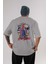 Spiderman Rock Arka Baskılı Gri Oversize T-Shirt Bisiklet Yaka Pamuk Erkek Kadın 1