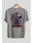 Spiderman Rock Arka Baskılı Gri Oversize T-Shirt Bisiklet Yaka Pamuk Erkek Kadın 2