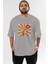 Omg Yazılı Retro Ön Baskılı Gri Oversize T-Shirt Unisex Erkek Kadın Bisiklet Yaka 1