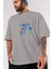 Good Vibes Only Yazılı 3 Ön Baskılı Gri Oversize T-Shirt Unisex Erkek Kadın Bisiklet Yaka 3
