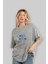 Good Vibes Only Yazılı 3 Ön Baskılı Gri Oversize T-Shirt Unisex Erkek Kadın Bisiklet Yaka 4
