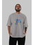 Good Vibes Only Yazılı 3 Ön Baskılı Gri Oversize T-Shirt Unisex Erkek Kadın Bisiklet Yaka 5