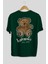 Warning Cuteness Bear Arka Baskılı Zümrüt Yeşili Oversize T-Shirt Erkek Kadın Bisiklet Yaka 2
