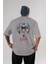 Batman Joker Arka Baskılı Gri Oversize T-Shirt Bisiklet Yaka Pamuk Erkek Kadın 1