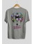 Batman Joker Arka Baskılı Gri Oversize T-Shirt Bisiklet Yaka Pamuk Erkek Kadın 2