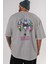 Batman Joker Arka Baskılı Gri Oversize T-Shirt Bisiklet Yaka Pamuk Erkek Kadın 5