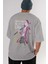 Trafalgar D. Water Law Arka Baskılı Gri Oversize T-Shirt Unisex Erkek Kadın Bisiklet Yaka 5