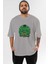 Hulk (7) Ön Baskılı Gri Oversize T-Shirt Bisiklet Yaka Pamuk Erkek Kadın 1