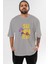 Summer Yazılı Ön Baskılı Gri Oversize T-Shirt Unisex Erkek Kadın Bisiklet Yaka 1