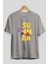Summer Yazılı Ön Baskılı Gri Oversize T-Shirt Unisex Erkek Kadın Bisiklet Yaka 2