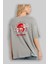 Kitsune Mask Arka Baskılı Gri Oversize T-Shirt Unisex Erkek Kadın Bisiklet Yaka 3