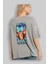 Franky Arka Baskılı Gri Oversize T-Shirt Unisex Erkek Kadın Bisiklet Yaka 3