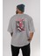 Kagura Gıntama 1 Anime Arka Baskılı Gri Oversize T-Shirt %100 Pamuk Erkek Kadın 4