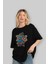 Captain America (2) Ön Baskılı Siyah Oversize T-Shirt Bisiklet Yaka Erkek Kadın 4