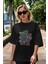 Captain America (2) Ön Baskılı Siyah Oversize T-Shirt Bisiklet Yaka Erkek Kadın 5
