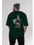 Vodka Bottle Arka Baskılı Zümrüt Yeşili Oversize T-Shirt Erkek Kadın Bisiklet Yaka 5