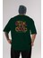 Teddy Bear Stay Cool 2 Arka Baskılı Zümrüt Yeşili Oversize T-Shirt Erkek Kadın Bisiklet Yaka 1