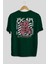 Bear Sadness Arka Baskılı Zümrüt Yeşili Oversize T-Shirt Unisex Erkek Kadın Bisiklet Yaka 2
