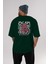 Bear Sadness Arka Baskılı Zümrüt Yeşili Oversize T-Shirt Unisex Erkek Kadın Bisiklet Yaka 5
