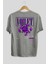 Voilet Broken Arka Baskılı Gri Oversize T-Shirt Unisex Erkek Kadın Bisiklet Yaka 2