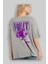 Voilet Broken Arka Baskılı Gri Oversize T-Shirt Unisex Erkek Kadın Bisiklet Yaka 3