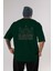 Glasgow Arka Baskılı Zümrüt Yeşili Oversize T-Shirt Unisex Erkek Kadın Bisiklet Yaka 1