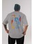 Star Wars Arka Baskılı Gri Oversize T-Shirt Bisiklet Yaka Pamuk Erkek Kadın 1