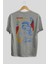 Star Wars Arka Baskılı Gri Oversize T-Shirt Bisiklet Yaka Pamuk Erkek Kadın 2