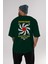Japanese Education Arka Baskılı Zümrüt Yeşili Oversize T-Shirt Unisex Erkek Kadın Bisiklet Yaka 5