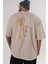 Joker (7) Arka Baskılı Bej Oversize T-Shirt Bisiklet Yaka Pamuk Erkek Kadın 5