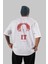 It Arka Baskılı Beyaz Oversize T-Shirt Bisiklet Yaka Pamuk Erkek Kadın 1