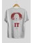 It Arka Baskılı Beyaz Oversize T-Shirt Bisiklet Yaka Pamuk Erkek Kadın 2
